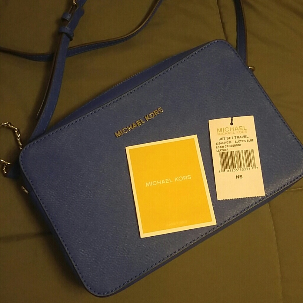 Michael Kors Jet Set crossbody Electric Blue NWOT